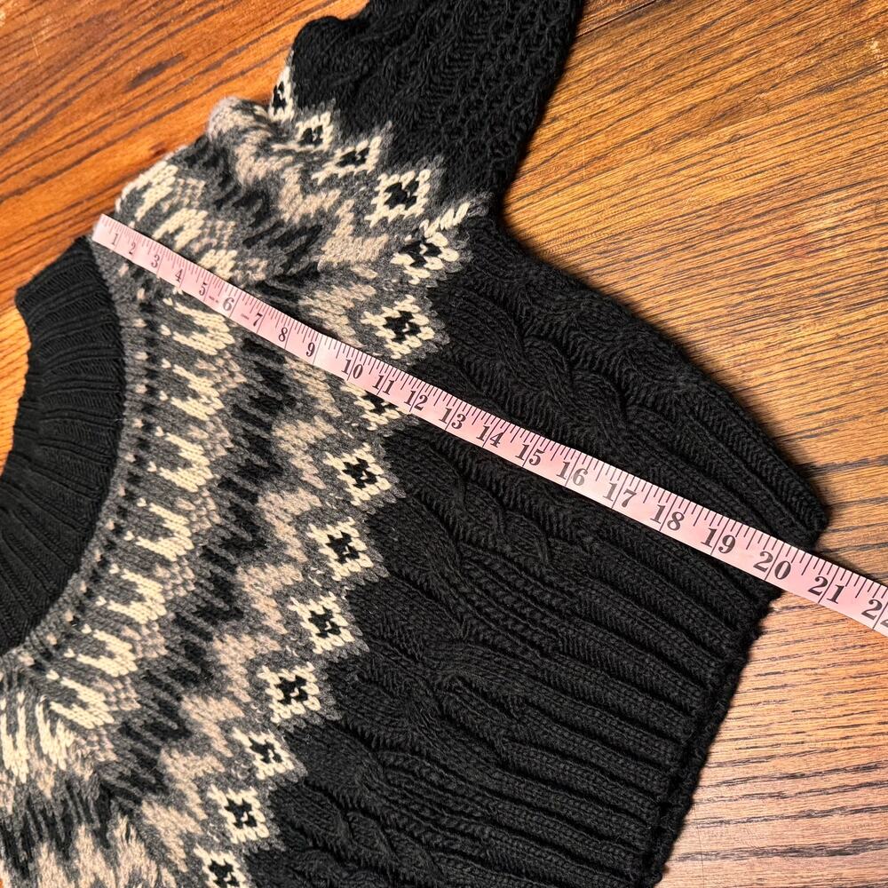 John + Jenn Fair Isle Knit Sweater XS Black White Nordic Pullover Grandpacore - Picture 9 of 10
